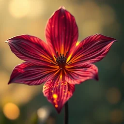 hyper realistic flower with fire texture on the petals, beaultiful background, bokeh, illustrated by greg rutkowski, beautiful volumetric lighting, intricate, ultra detailed, photorealistic, trending on artstation, octane render, 8 k