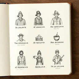 illustrated recipe for given names of the people of appalachia, found schematic in a notebook