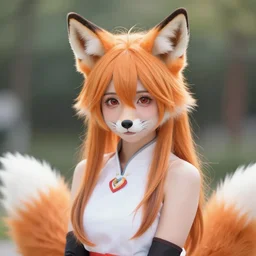 portrait of a cute-fox-cosplayer-girl, CGI 8k