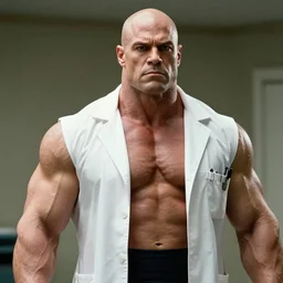 Film still of extremely muscular Doctor Zaius