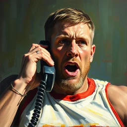 john cena talking on the phone, oil painting style
