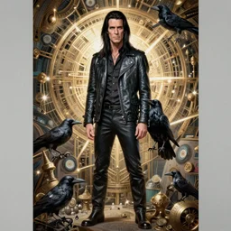 highly detailed full body portrait of nick cave as the crow, matrix, comic book cover art, global illumination, octane rendering, specular radiant light, detailed and intricate environment, hyper realistic reinassance digital painting conceptual art by cristian sauret