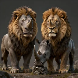 mix betwen lion and rhino, unreal engine 5, highly detailed, artstation, gothic