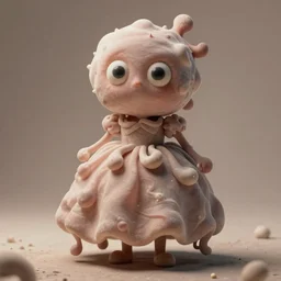 absurdist wiggly blob in a dress, highly detailed, cam de leon & john j. park, cinematic light, syd meade, medium shot, ground angle, uhd 8 k, shallow depth of field