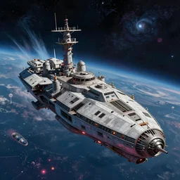 lone industrial!!! spaceship!!, deep space exploration!!!, flying, ridley scott universe, the final frontier, illustrative!!, punk, space pirate, painterly, hyperdetailed, hyperrealistic, utilitarian cargo ship, cinematic lighting, 4k, wide angle, beksinski, (neon colors)