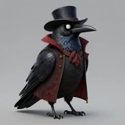 an anthropomorphic raven dressed as edgar allen poe, detailed digital art, trending on artstation