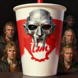 close up sci - fi tim hortons mf doom, tim hortons cup, elegant, highly detailed, centered, digital painting, concept art, smooth, sharp focus, illustration, artgerm, tomasz alen kopera, peter mohrbacher, donato giancola, joseph christian leyendecker, wlop, frank frazetta