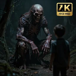 Horror film still frame. The grotesque creature waits patiently in the shadows as their victim approaches. Cinematic, Award winning, ultra high resolution, intricate details, rendered with unreal engine, UHD 8K