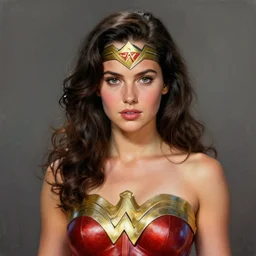 a portrait of young Lynda Carter as Wonder woman , detailed, centered, digital painting, artstation, concept art, donato giancola, Joseph Christian Leyendecker, WLOP, Boris Vallejo, Breathtaking, 8k resolution, extremely detailed, beautiful, establishing shot, artistic, hyperrealistic, beautiful face, octane render