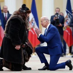 photo biden on his knees asks for forgiveness from ivan the terrible