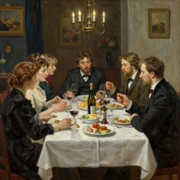 high quality high detail painting by ilya repin, family dinner, hd