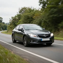 a 4 k photorealistic photo car driving on a country road.