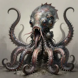 eldritch biomechanical axolotl tentacle fish shoggoth, mouths, eyes, masterpiece, intricate, elegant, highly detailed, digital painting, smooth, sharp focus, illustration, art by james gurney, graeme base, brian froud, alan lee