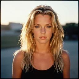 analogue photo of britney spears, 35mm, f/1.4, Golden Hour light, national geographic, photographed by Martha Cooper,