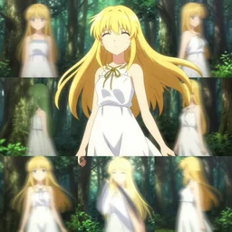 montage isekai beautiful anime girl hestia danmachi, kamisama standing in forest. flat face. aesthetic, golden ratio. beautiful lineart, ranking on contest, artstation, soft lighting, artistic pose, character concept, cinematic, motion blur, chromatic abberation. by insert