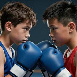 boxing kids, high detail two faces, high details, high modernization, cinematic, dynamic lighting, ultra mega super hyper realistic