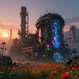 industrial architecture by asher brown durand, morning sun poppy at night darkacademia at dusk neon noir junglepunk san andreas fantasy studio ghibli laser wilderness at dawn alien steampunk galactic earth assassin's creed postcyberpunk cgsociety, archdaily, wallpaper, highly detailed, trending on artstation.
