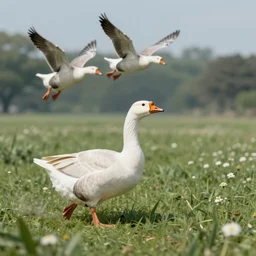 a goose being pulled into another dimension and getting stretching through time