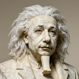 egyptian stone statue of albert einstein, face only, realistic