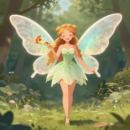 fairy with pizza for wings,