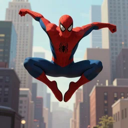 very detailed full body concept character portrait illustration of peter parker spider man swinging through new york city doing an action pose, action scene, digital illustration, concept art, matte painting, digital painting, illustration, amazing value control, 8 k, ultra detailed, in the style of sony pictures animation, minimal artifacts, rubber suit, graphic style