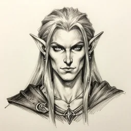 d & d portrait of a tiefling bard, sketch, gel pen,