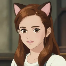 emma watson as an anime catgirl