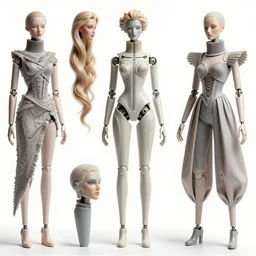 fashion dreamy digital reference sheet ball - jointed! plastic! doll!! weird! sci - fi high fashion clothing! beautiful hair! krenz cushart peter mohrbacher norman rockwell michael cheval gerald brom alphonse mucha beautiful detailed face strange unique design futuristic attire white background wtf! tall collar