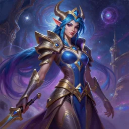 A cyborg Soraka from League of Legends as the ultimate tyrant emperor of the universe. Realistic sci-fi concept. Trending on ArtStation. A vibrant digital oil painting. A highly detailed fantasy character illustration by Wayne Reynolds and Charles Monet and Gustave Dore and Carl Critchlow and Bram Sels