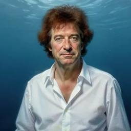 hyperdetailed underwater portrait of bob ross in a white shirt. by greg rutkowski, highly detailed, digital painting, artstation, smooth, sharp focus illustration, artstation hq. intricate, elegant. art by wlop and artgerm and greg rutkowski, alphonse mucha, medium shot. dan mumford, tomokazu matsuyama, takato yamamoto