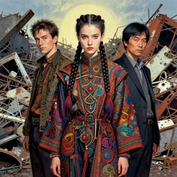 3 5 mm young woman portrait, scrapyard, braided hair, intricate clothing, richard avedon, martin schoeller, victor ngai, id magazine, epic scene, david cronenberg, kilian eng vibrant colours, dynamic lighting, intricate illustration, detailed, beksinski, dan mumford, artstation, greg rutkowski, sharp focus, photoreal, 8 k