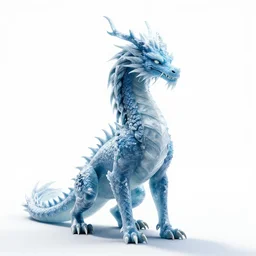 braided-hair ice dragon, cinematic studio photo, full body, standing, isolated on a pure white background, centered, whole figure in frame, sharp focus, studio lighting