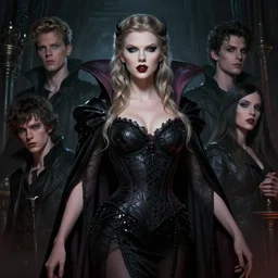dark fantasy illustration of taylor swift as a sumptuous vampire queen. intricate artwork. by tooth wu, wlop, beeple, dan mumford. octane render, trending on artstation, greg rutkowski. cinematic, very beautiful composition, high detail, octane render, 8 k