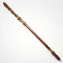 picture of a single wooden long futuristic thin ninja staff with ornaments, carving, highlight, weapon, cyberpunk, sci - fi, fantasy, close shot, single long stick, bright background