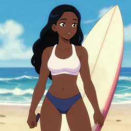 dark skin surfer girl, anime, WLOP