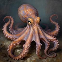 an extremely hairy octopus, perfect eyes, perfect face, highly detailed, realistic, frazetta,