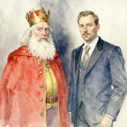 a watercolor of king bob - omb by wilhelm sasnal and frantisek kobliha