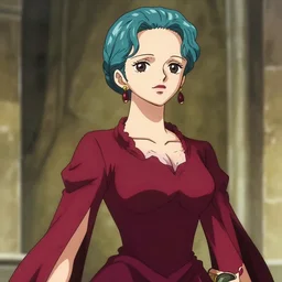 marie curie in one piece gold, anime style, stil epicl shot