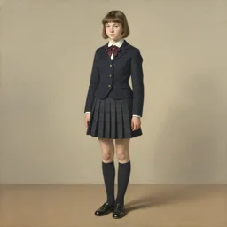 school girl in victorian dress, school uniform, seifuku, pleated miniskirt, overknee socks. by rembrandt 1 6 6 7, illustration, by konstantin razumov