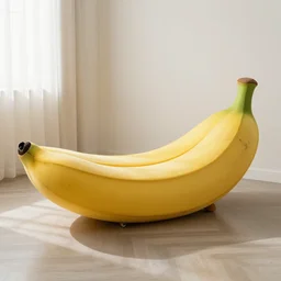 a banana shaped bed, furniture photography