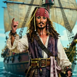 happy captain jack sparrow on pirate ship, beautiful texture, beautiful graphics, fantasy artwork, very beautiful scenery, hd, hdr, ue 5, ue 6, unreal engine 5, cinematic 4 k wallpaper, 8 k, ultra detailed, by popular digital, details, beautiful image ever created, high resolution, artstation, award winning