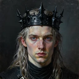 the portrait of hunter schafer in black wax crown!!!!!!!!!!!!!!!!!!!!!!!!!!!!!!! by roberto ferri, dark fantasy, witcher, very detailed oil painting, masterpiece, 8 k