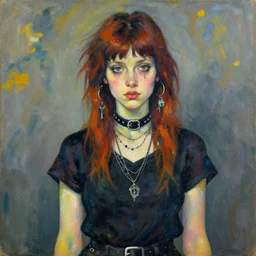 a portrait of a pretty sewer punk young lady by alexej von jawlensky