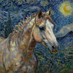 a painting of a horse, by ( ( ( ( ( ( ( vincent van gogh ) ) ) ) ) ) ) claude monet