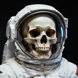 skull in astronaut helmet by paul lehr