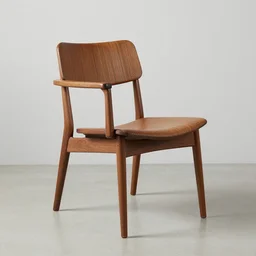 midcentury modern wooden chair in the style of mies van der rough high end photoshoot