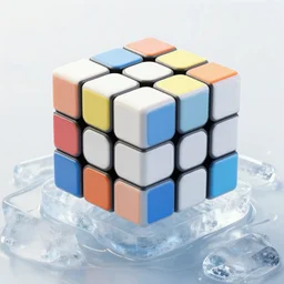a rubiks cube inside a block of ice
