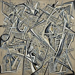 Beige white and black Oil on white canvas drawing, abstract art, sharp edges, high quality, sharp focus,