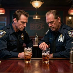fbi agent getting drunk at a dive bar, beksinski, wayne barlowe, very coherent symmetrical artwork, cinematic, hyper realism, high detail, octane render, 8 k