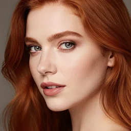 beautiful ( ( ( redhead ) ) ) woman, closeup